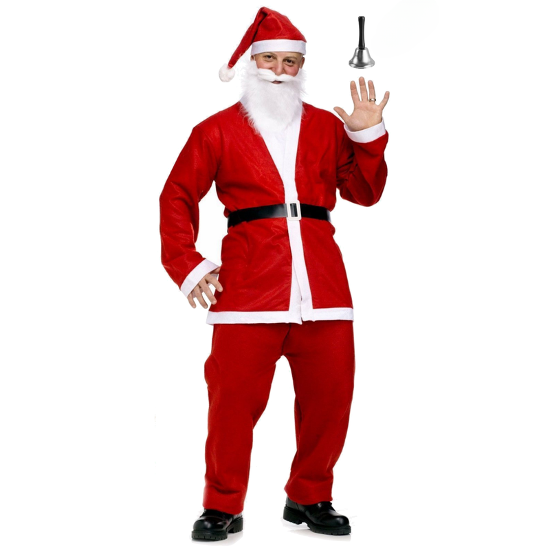Load image into Gallery viewer, ADULT SANTA CLAUS COSTUME w Bell Suit Father Xmas Party Father Christmas-1