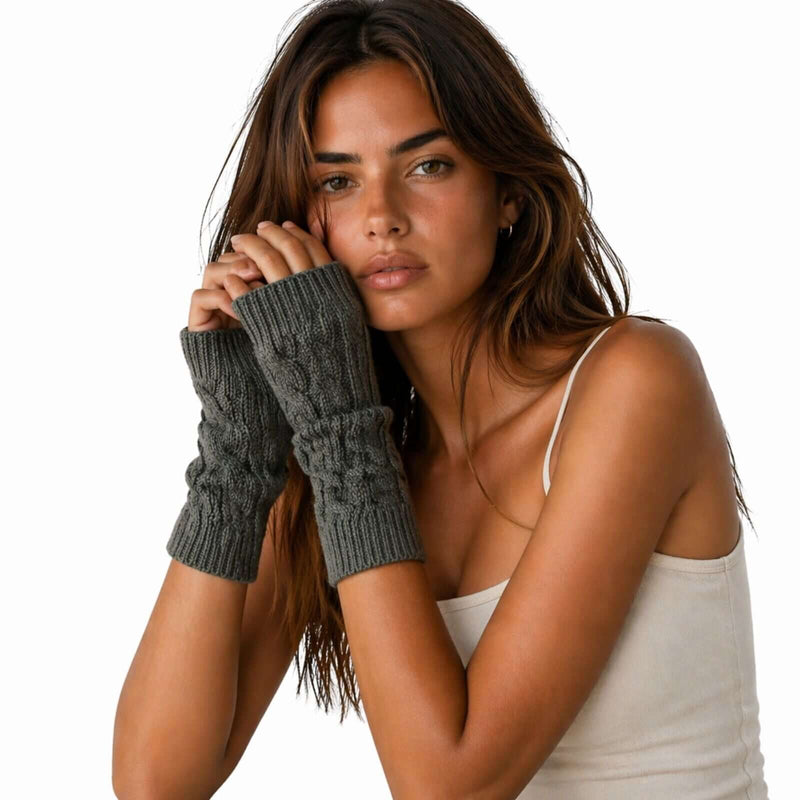 Load image into Gallery viewer, Womens Fingerless Arm Warmers Knitted 20cm Short Gloves Winter - Random Colour-4
