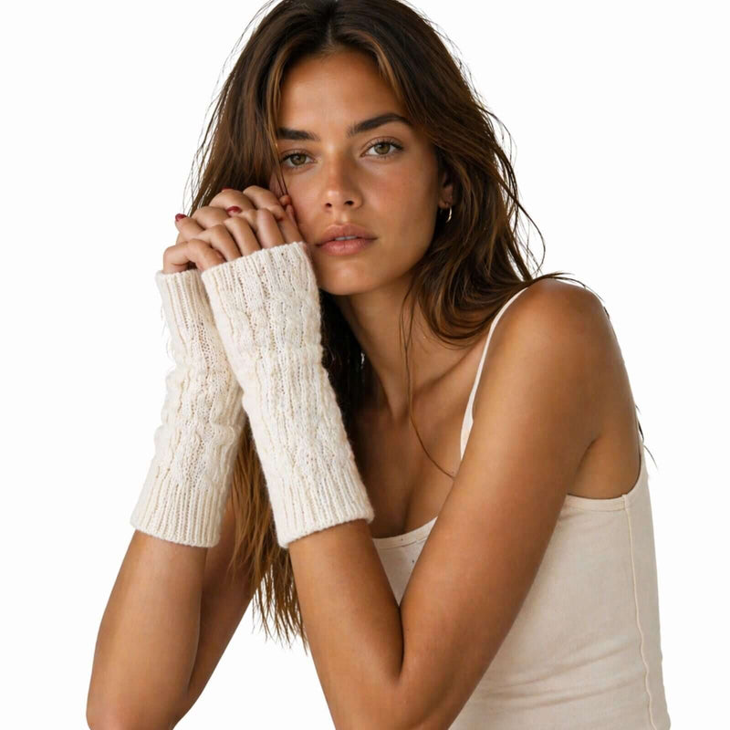 Load image into Gallery viewer, Womens Fingerless Arm Warmers Knitted 20cm Short Gloves Winter - Random Colour-3