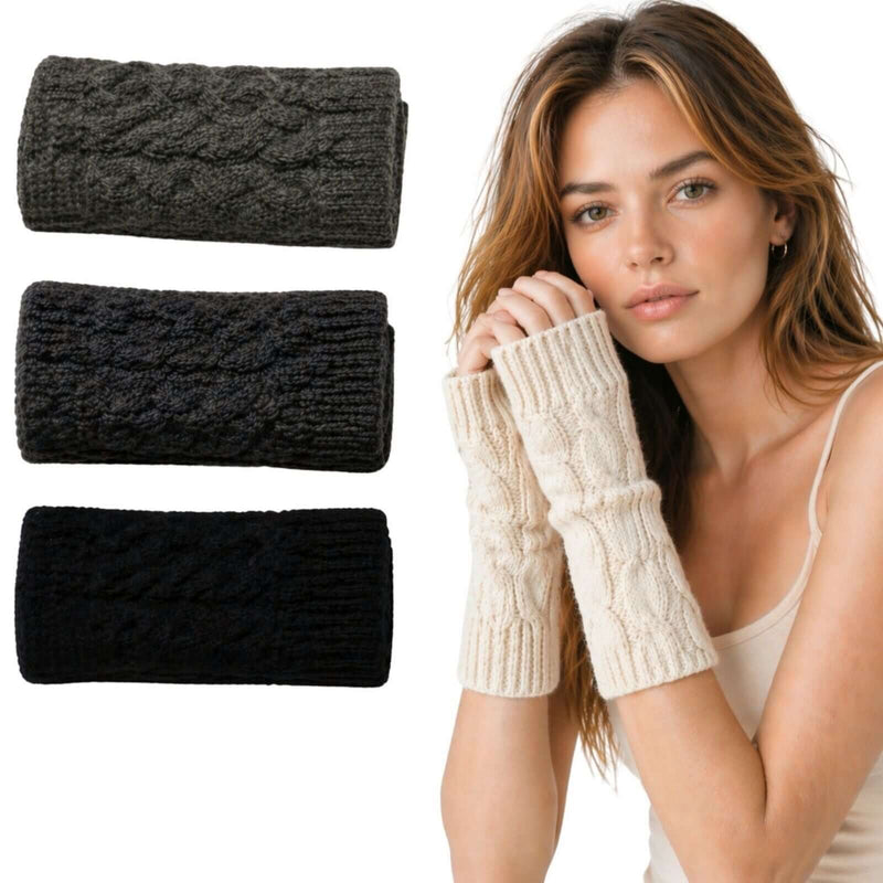 Load image into Gallery viewer, Womens Fingerless Arm Warmers Knitted 20cm Short Gloves Winter - Random Colour-0