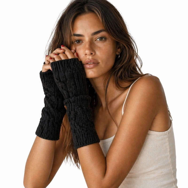 Load image into Gallery viewer, Womens Fingerless Arm Warmers Knitted 20cm Short Gloves Winter - Random Colour-2