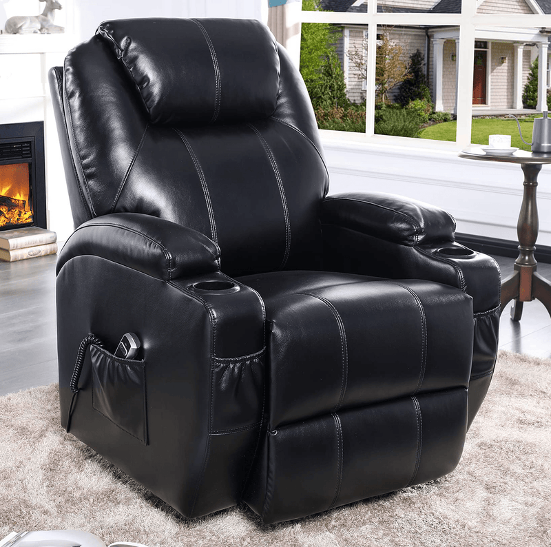 Load image into Gallery viewer, S*MAX Electric Power Lift Recliner Chair with Cup Holders, USB Charging and Remote Control in Black PU Leather