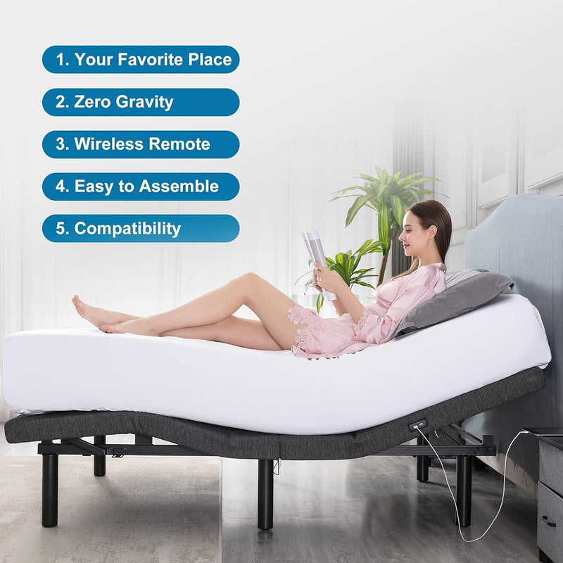 Load image into Gallery viewer, Queen Adjustable Zero Gravity Bed Frame & Memory Foam Mattress Bundle - Dual Motors, Wireless Remote & USB Ports-4