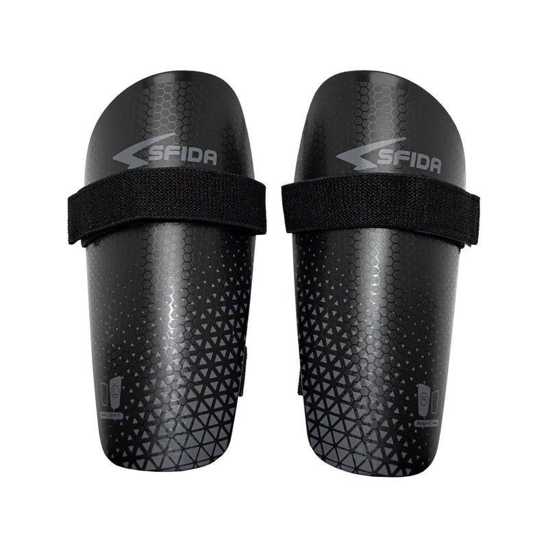 Load image into Gallery viewer, Sfida Basic Strapped Soccer Football Futsal Shinguard in Black/Grey-0