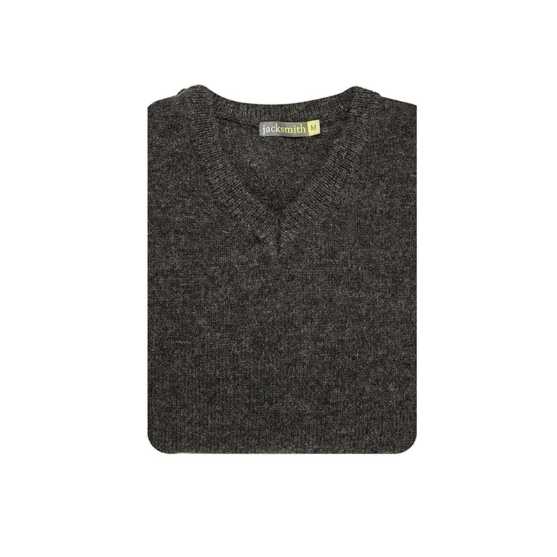 Load image into Gallery viewer, 100% Shetland Ragg Wool V-Neck Jumper - Charcoal (Mens Knitted Sweater/Pullover)-4