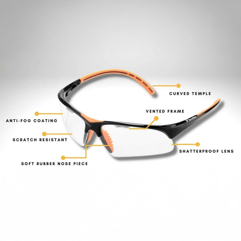 Load image into Gallery viewer, Tecnifibre Squash Absolute Protective Glasses Sports Eyewear in Black/Orange-4