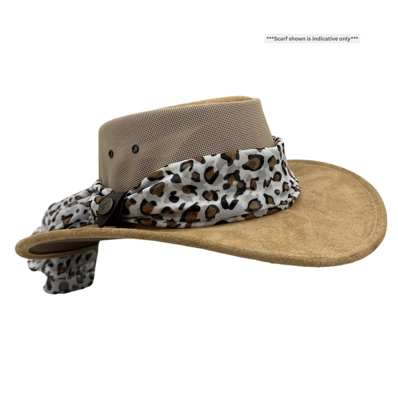 Load image into Gallery viewer, Jacaru 1022 Shady Lady Hat – Suede Breeze | Scarf | Australia