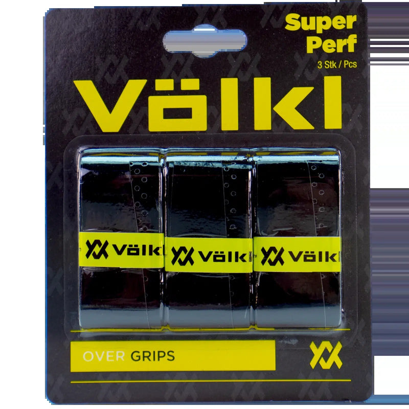 Load image into Gallery viewer, Volkl Super Perf Over Grip Overgrip Tennis Squash Badminton - 3 Pack - Black-2