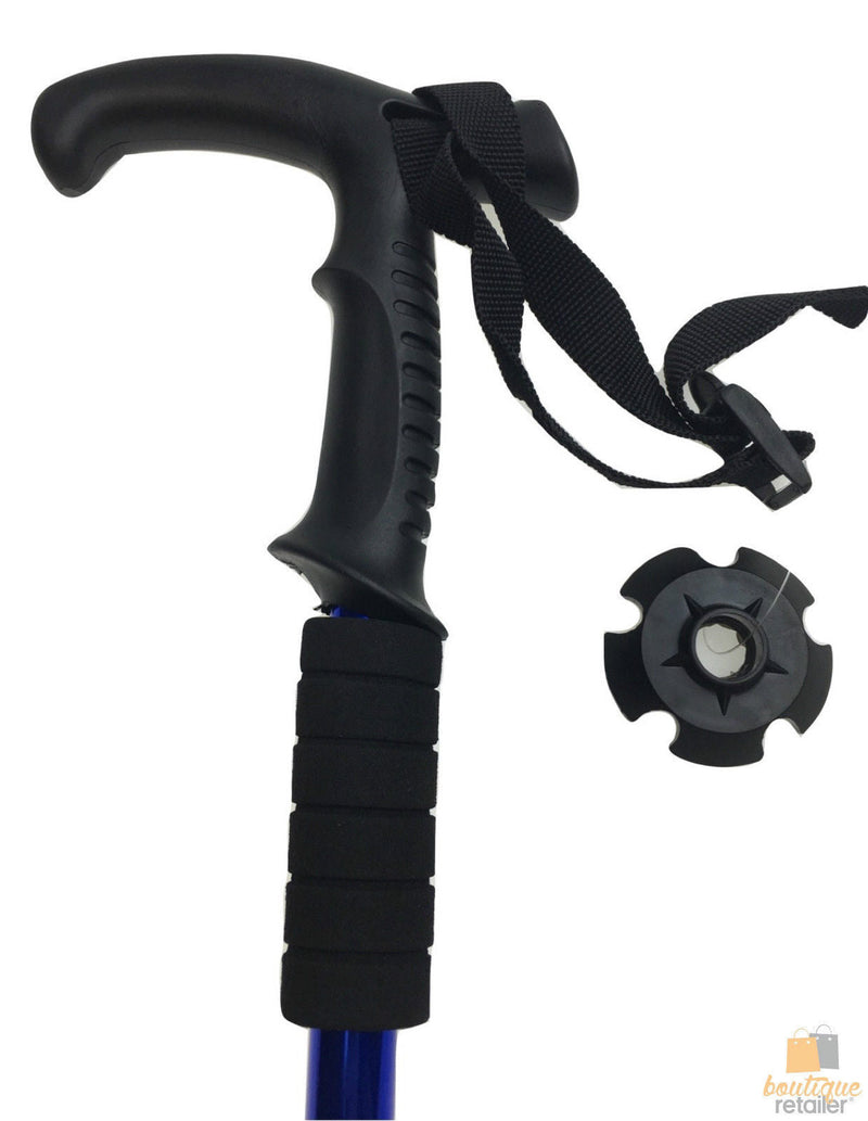 Load image into Gallery viewer, Folding Walking Stick Telescopic Adjustable Antishock Hiking Grip Pole Trekking - Blue-4