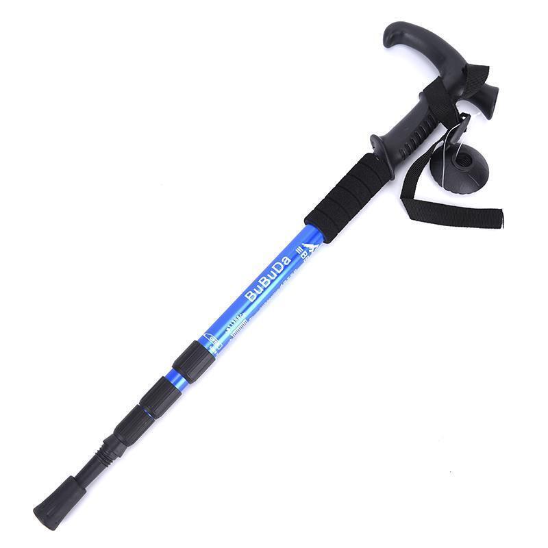 Load image into Gallery viewer, Folding Walking Stick Telescopic Adjustable Antishock Hiking Grip Pole Trekking - Blue-0
