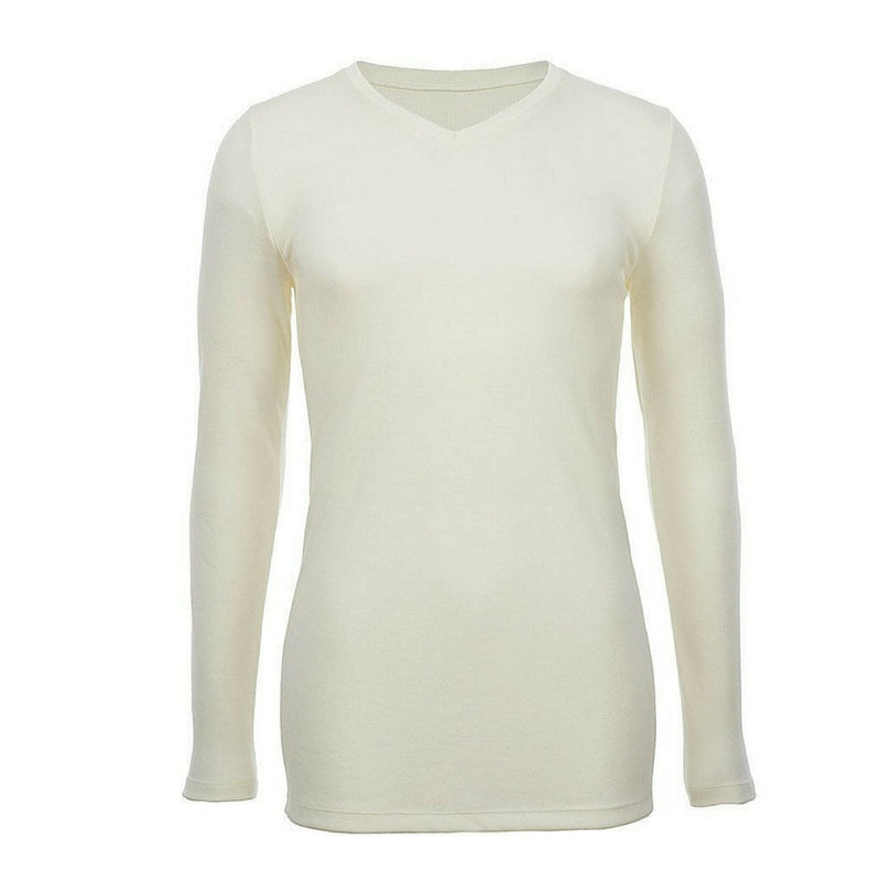 Load image into Gallery viewer, Mens 100% Pure Merino Wool Thermal Underwear V Neck Long Sleeve Top - Natural-4