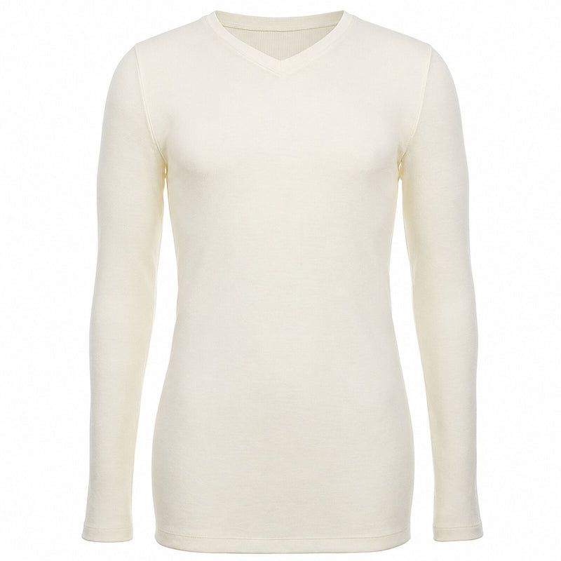 Load image into Gallery viewer, Mens 100% Pure Merino Wool Thermal Underwear V Neck Long Sleeve Top - Natural-3