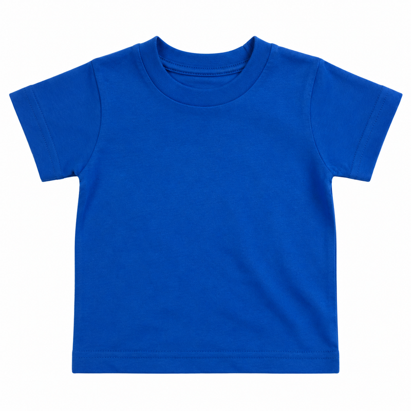 Load image into Gallery viewer, BABY & TODDLER PLAIN T SHIRT 100% COTTON Basic Blank Tee Top Teen Teenager Crew Kids - Bright Blue-2