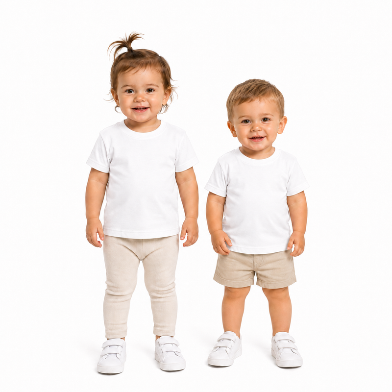 Load image into Gallery viewer, KIDS & TODDLER PLAIN T SHIRT 100% COTTON Basic Blank Tee Top Teen Teenager Crew Kids - White-1