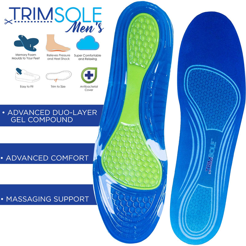Load image into Gallery viewer, TRIMSOLE Mens Gel Advanced Insoles Silicone Antibacterial Inserts Pads Massage-1