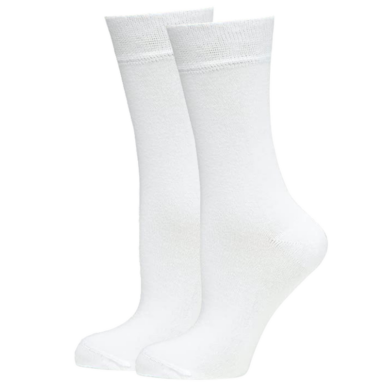 Load image into Gallery viewer, BAMBOO SOCKS Crew Natural Eco Healthy Enviro Unisex Work Anti-Bacterial Business - White-1
