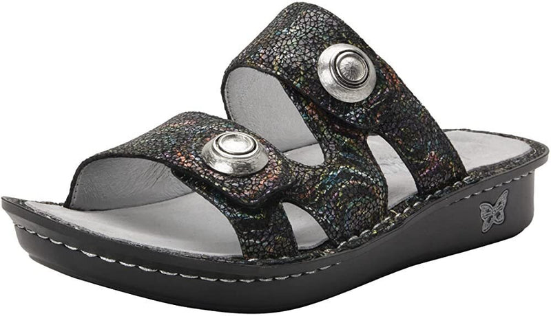 Load image into Gallery viewer, Alegria Womens Leather Violette Sandals Summer Slip On Slipper Flip Flops - Swirly Curly-1
