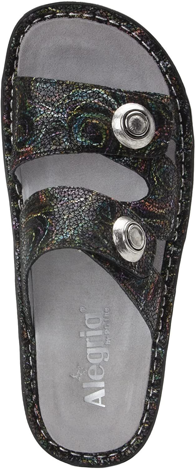Load image into Gallery viewer, Alegria Womens Leather Violette Sandals Summer Slip On Slipper Flip Flops - Swirly Curly-3