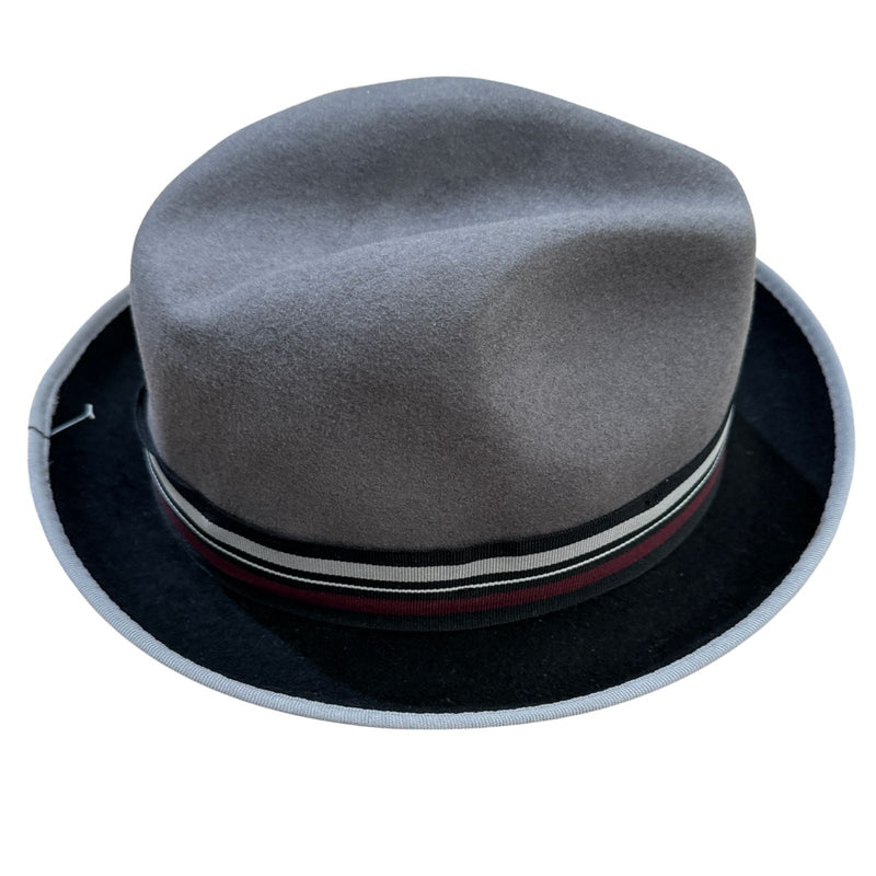 Load image into Gallery viewer, 100% Wool Trilby Hat in Grey/Black with Feather-3