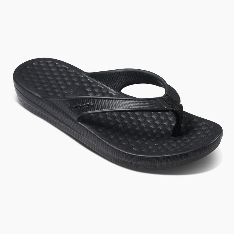 Load image into Gallery viewer, Joybees Womens Varsity Flip Flops Thongs Summer Sandals in Solid Black-0