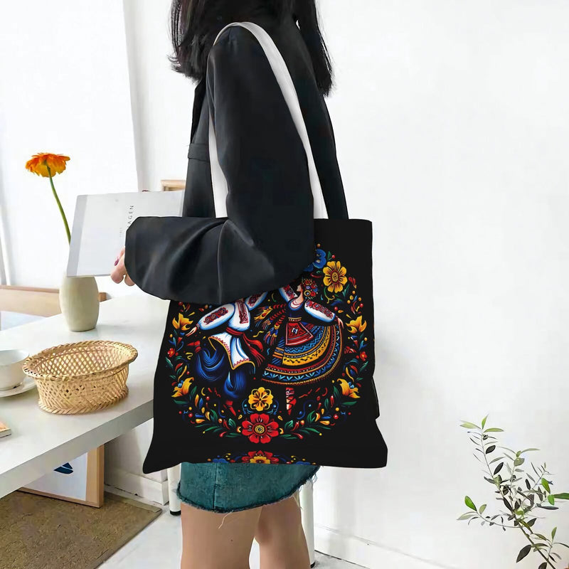 Load image into Gallery viewer, Ukrainian Dance Tote Bag Folk Art Print Reusable Shopping Bag 38x34.5cm-3
