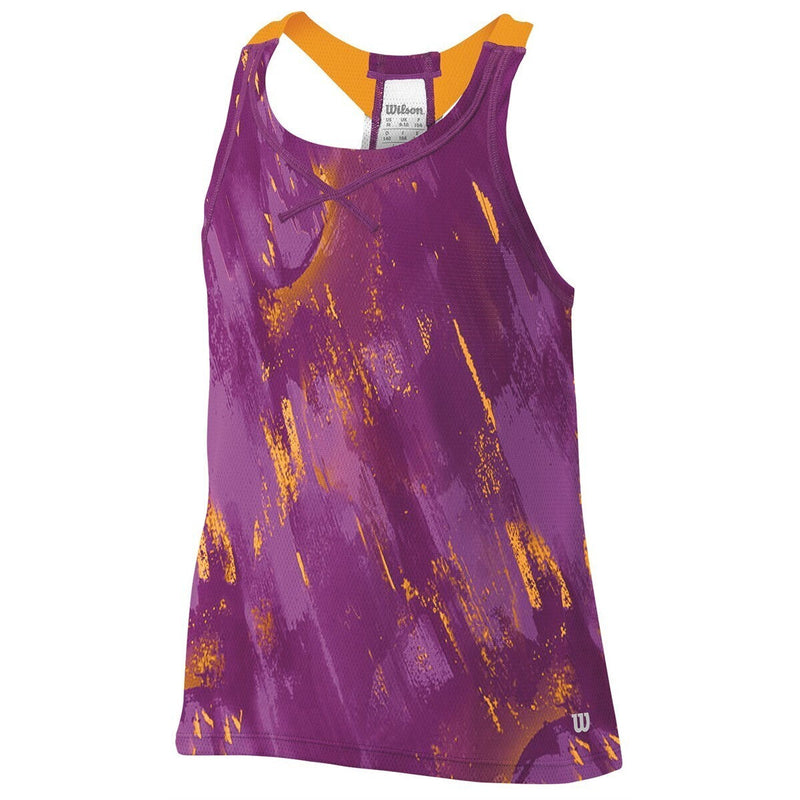Load image into Gallery viewer, Wilson Girls SP Painted Print Mesh BF Tank Top Tennis Sports Kids - Dark Plumberry