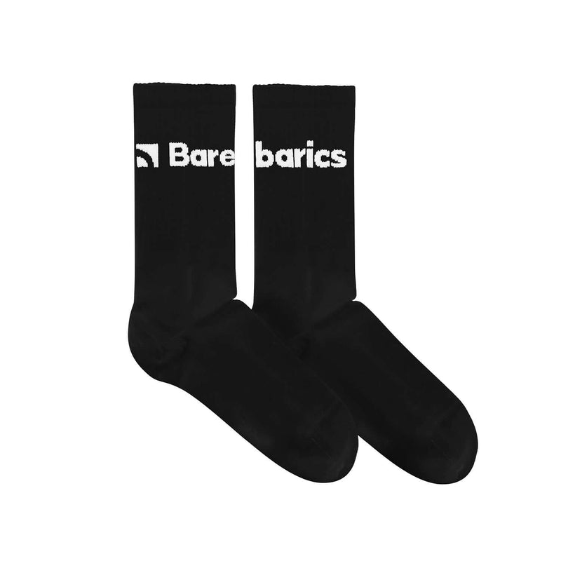 Load image into Gallery viewer, Barebarics Barefoot Socks – Black Crew with Big Logo