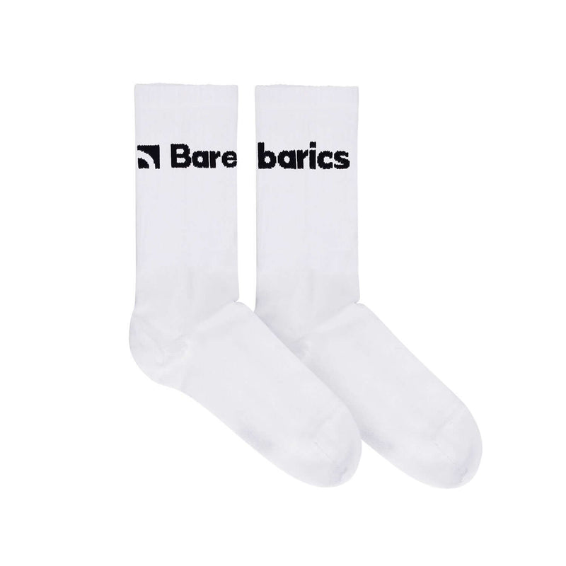 Load image into Gallery viewer, Barebarics Crew Barefoot Socks – White | Big Logo Comfort Fit