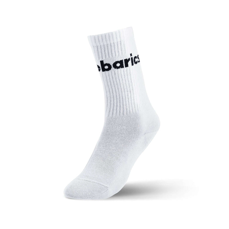 Load image into Gallery viewer, Barebarics Crew Barefoot Socks – White | Big Logo Comfort Fit