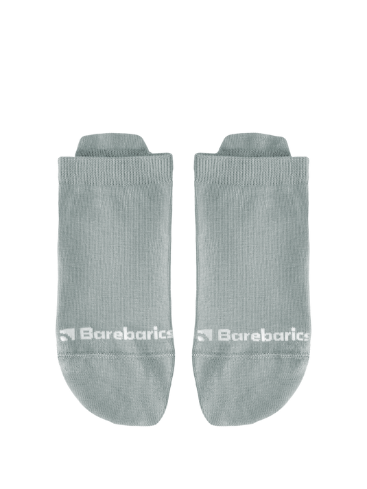 Barebarics low-cut grey barefoot socks, soft fabric, ankle cuff design, 3 pack for stylish everyday wear.