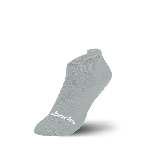 Barebarics grey low-cut ankle barefoot sock with soft cuff, ideal for stylish everyday wear.