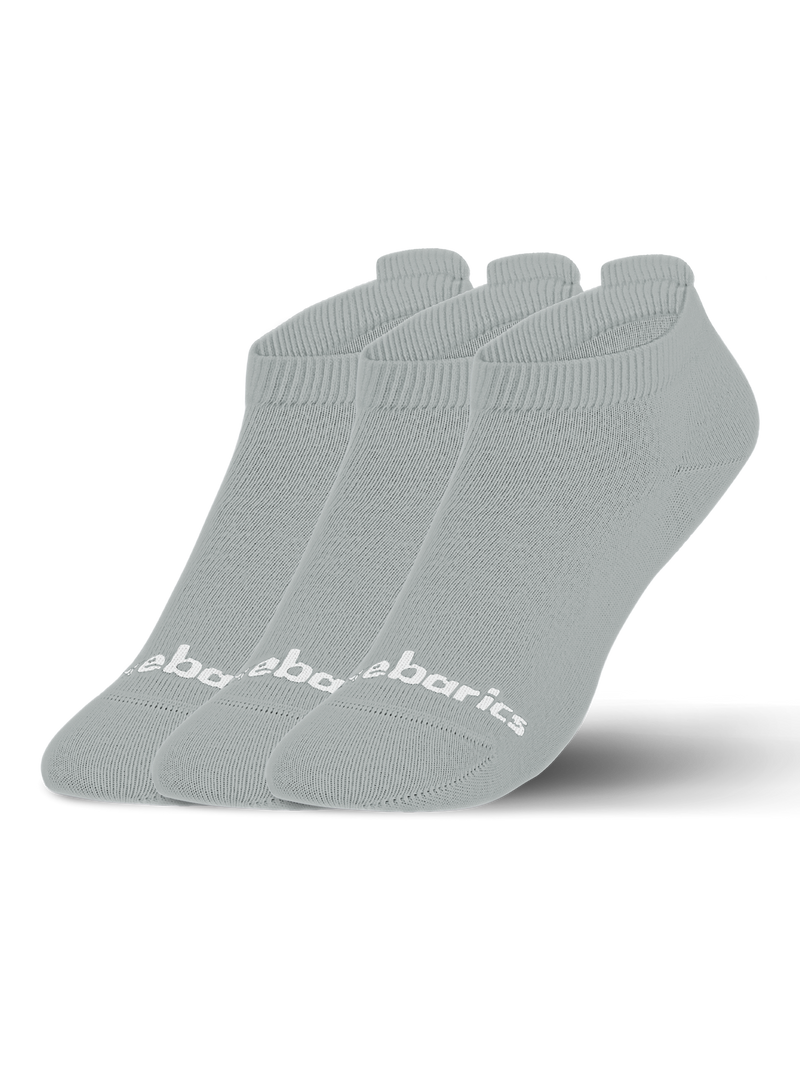 Load image into Gallery viewer, Barebarics low-cut grey ankle barefoot socks, pack of three, designed for comfort and flexibility in everyday wear.