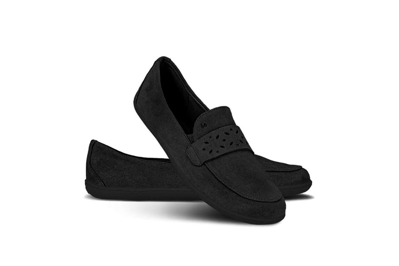 Load image into Gallery viewer, Be Lenka Bianca All Black women's leather moccasins with decorative perforated strap design, perfect for versatile outfits.