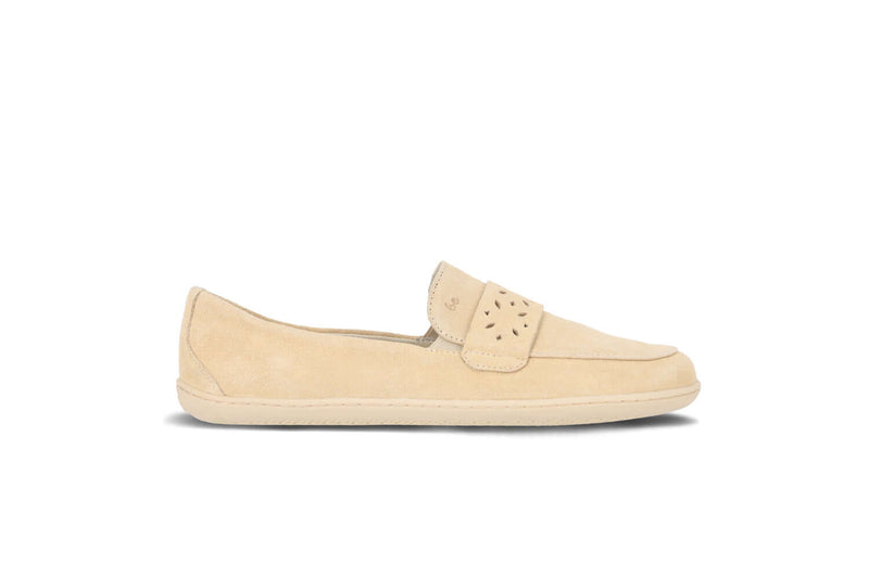Load image into Gallery viewer, Be Lenka Bianca beige leather moccasins for women with decorative perforated strap, ideal for casual outfits.