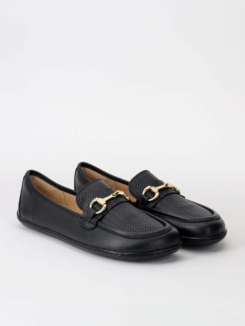 Load image into Gallery viewer, Be Lenka Divella Barefoot Moccasins Black & Gold elegant footwear with gold details.