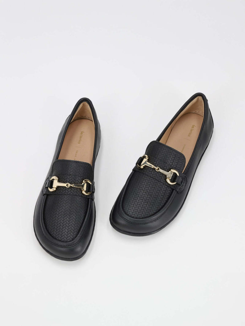 Load image into Gallery viewer, Be Lenka Divella Barefoot Moccasins Black & Gold stylish loafers with gold details for everyday elegance.