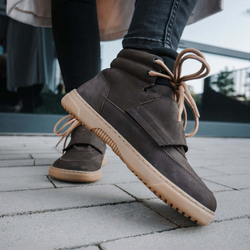 Load image into Gallery viewer, Eco-friendly Barefoot Sneakers Barebarics Blizzard - Dark Chocolate Brown