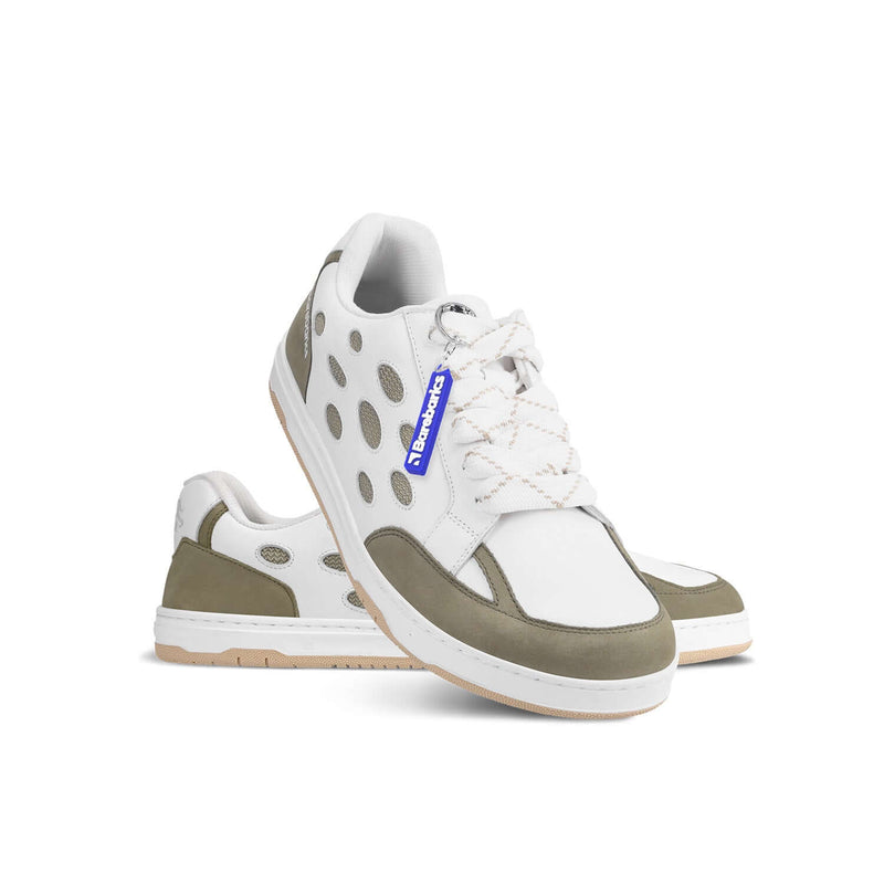 Load image into Gallery viewer, Eco-friendly Barefoot Sneakers Barebarics Fusion - White & Army Brown