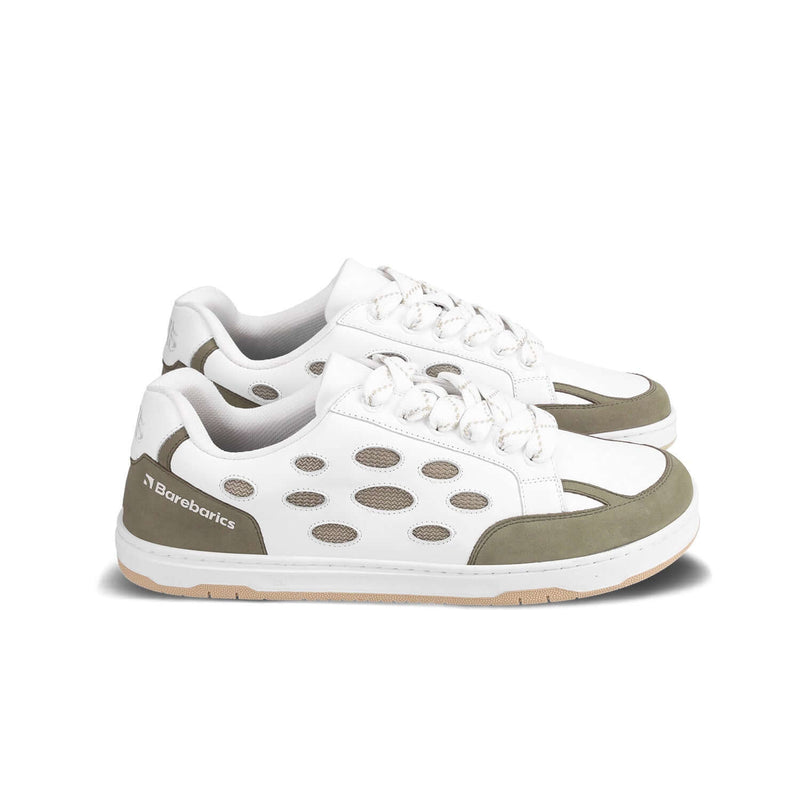 Load image into Gallery viewer, Eco-friendly Barefoot Sneakers Barebarics Fusion - White & Army Brown