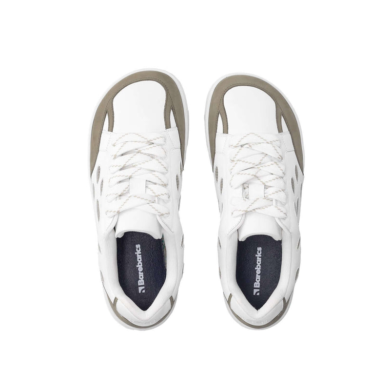 Load image into Gallery viewer, Eco-friendly Barefoot Sneakers Barebarics Fusion - White & Army Brown