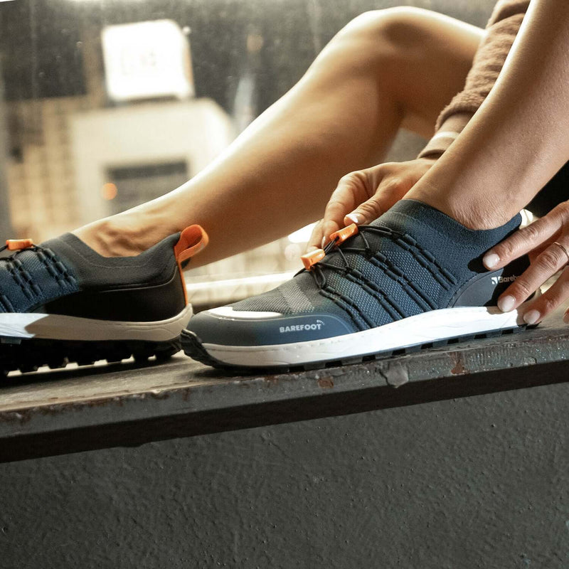 Load image into Gallery viewer, Eco-friendly Barefoot Sneakers Barebarics Voyager - Dark Blue & White