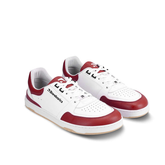 Eco-friendly Barefoot Sneakers Barebarics Wave - White & Crimson Red