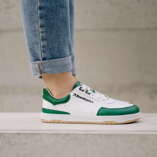 Eco-friendly Barefoot Sneakers Barebarics Wave - White & Dark Green