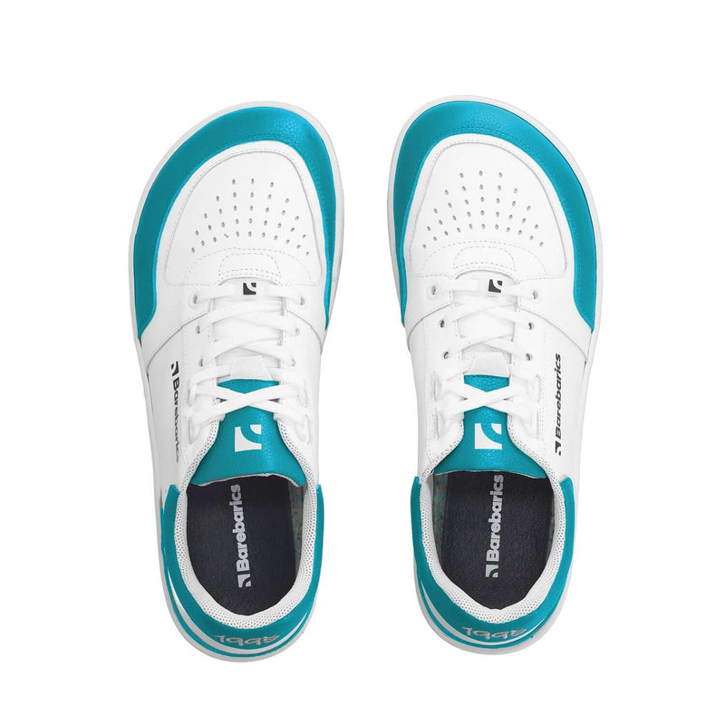 Load image into Gallery viewer, Eco-friendly Barefoot Sneakers Barebarics Wave - White & Dark Turquoise