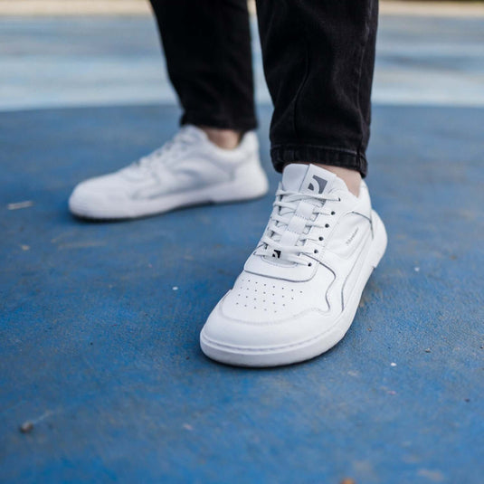 Eco-friendly Barefoot Sneakers Barebarics Zing - All White - Leather