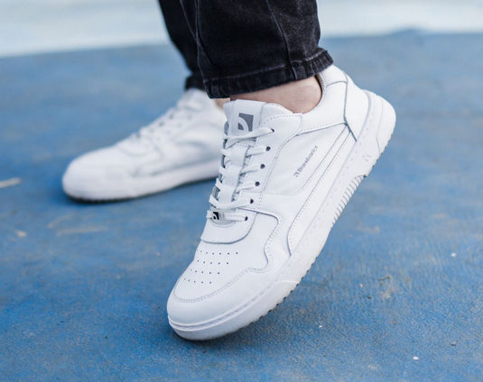 Eco-friendly Barefoot Sneakers Barebarics Zing - All White - Leather