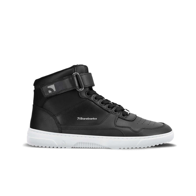Load image into Gallery viewer, Barebarics Zing High Top Barefoot Sneakers – Black White Leather