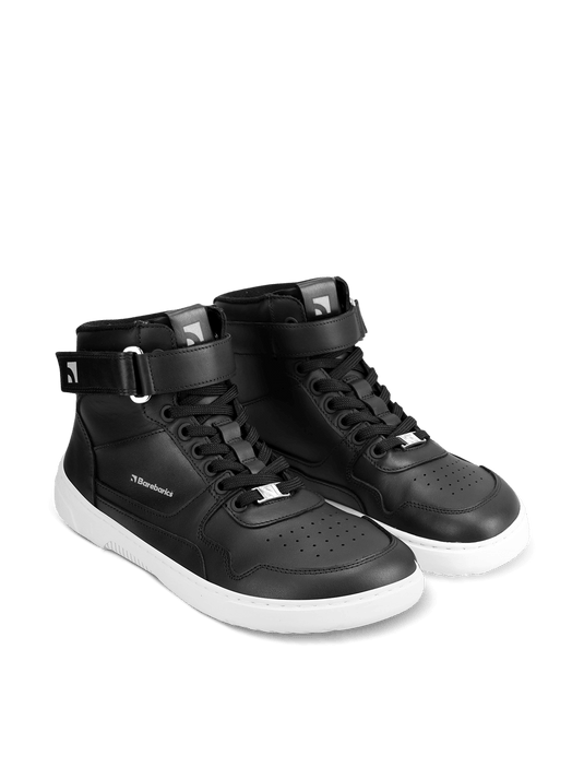 Barebarics Zing High Top Barefoot Sneakers – Black White Leather