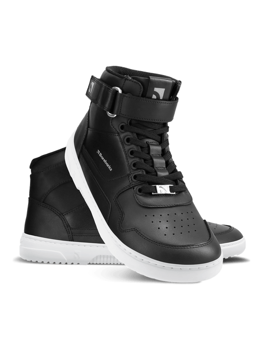 Barebarics Zing High Top Barefoot Sneakers – Black White Leather