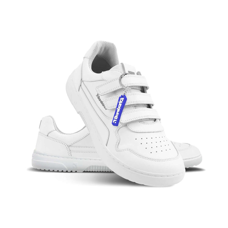 Load image into Gallery viewer, Eco-friendly Barefoot Sneakers Barebarics Zing Velcro - All White - Leather